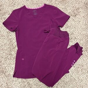 Heart Soul Women's Purple Scrub Set